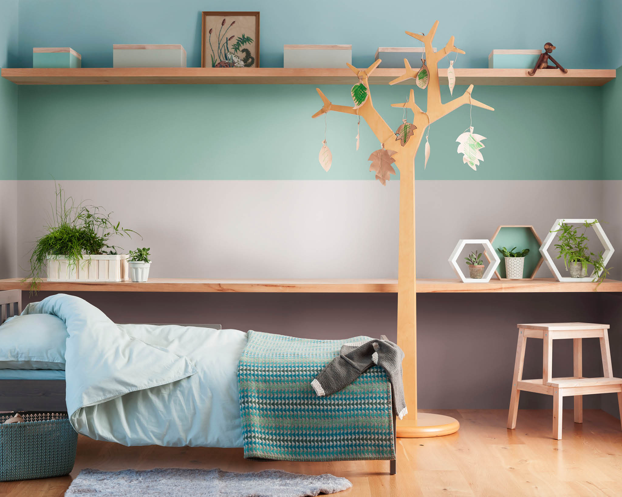 Child’s bedroom in natural tones and Heart Wood Paint your child’s bedroom in nature-inspired tones and Heart Wood